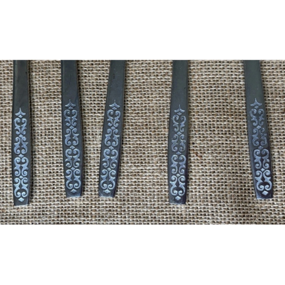 Vintage LLC Japan Scroll Pattern Butter Knife Set Of 5 Whimsical Cottage Core